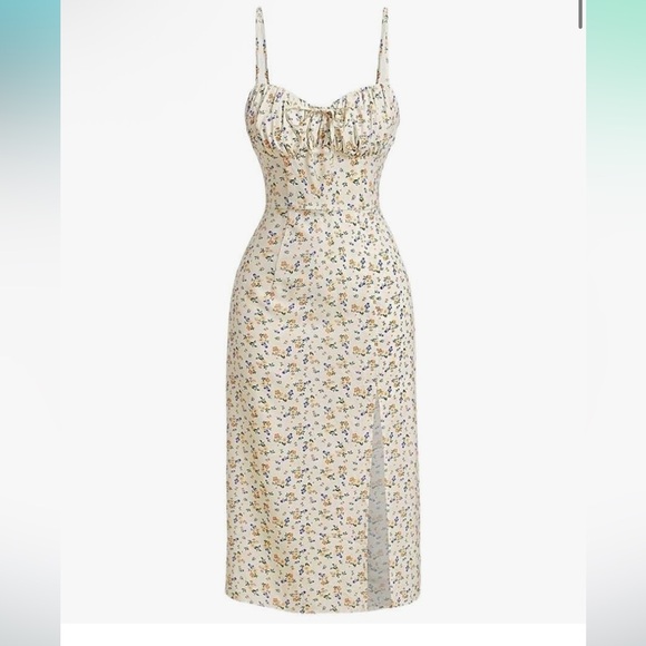 Dresses & Skirts - Chic Floral‎ Midi Dress with Spaghetti Straps